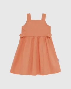 Vestido Infantil Decote Reto Aplique Laço Em Malha Texturizada Malwee Kids Laranja - 2