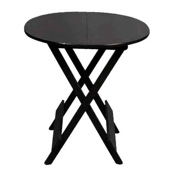 Mesa Para Açaí Dobravel De Madeira 70 Redonda - Preto - Preto