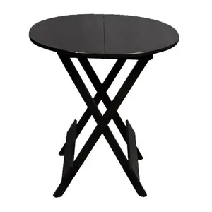 Mesa Para Pizzaria Dobravel De Madeira 70 Redonda - Preto - Preto
