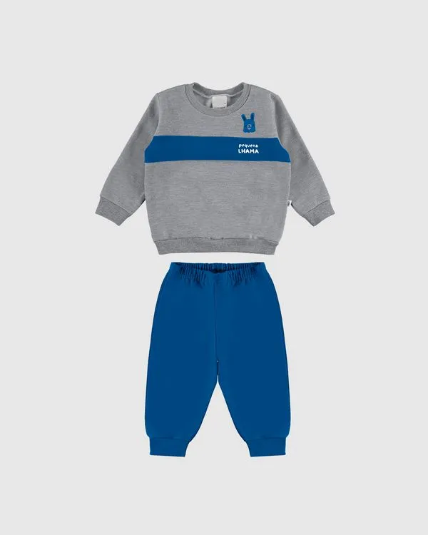 Conjunto Infantil Menino Blusão Estampa Puff Moletom Flanelado Malwee Kids Cinza - G
