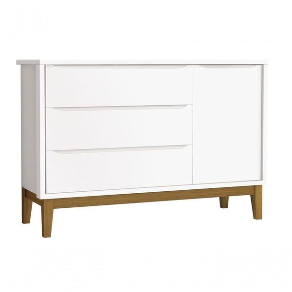 Cômoda Sapateira Classic New Branco Fosco Com Madeira - Reller
