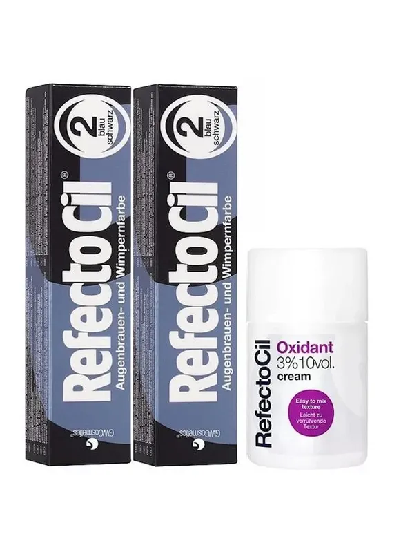 Kit Refectocil 2 Tinta + 1 Oxidante Creme N°2 Preto Azulado