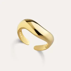 Anel Ajustável Orgânico Folheado A Ouro 18k