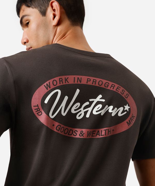 camiseta masculina fit western work in progress marrom P