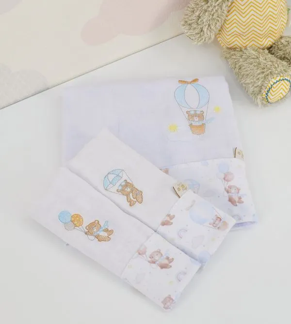 Kit Fralda de Boca/Ombro Com 3 Unidades - 24714M Blue Bear