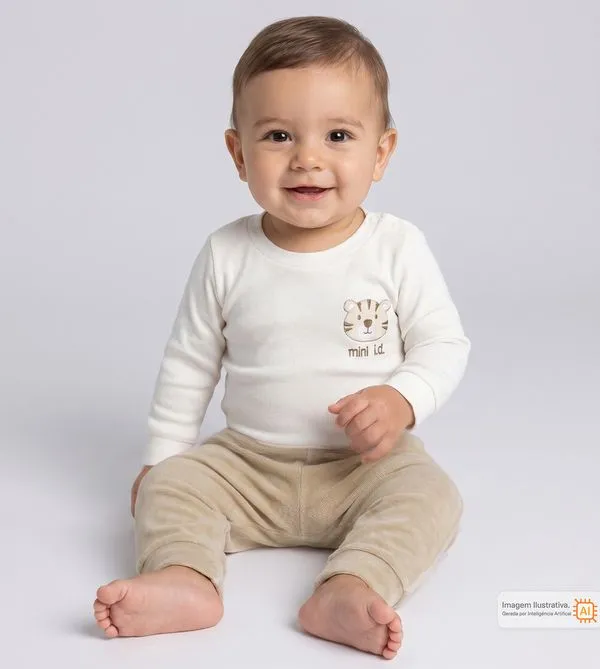Conjunto Body Tigre Bege Bege - P