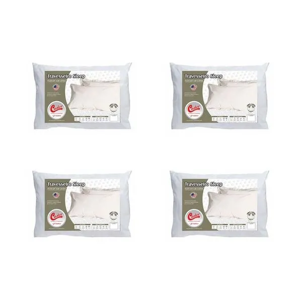 Kit 4 Travesseiros Sleep Flocos Anatômico Látex 45x65x16CM Antialérgico Branco Colchões Castor Kit 4 Travesseiros Sleep Flocos Anatômico Látex 45x65x16CM Branco Colchões Castor