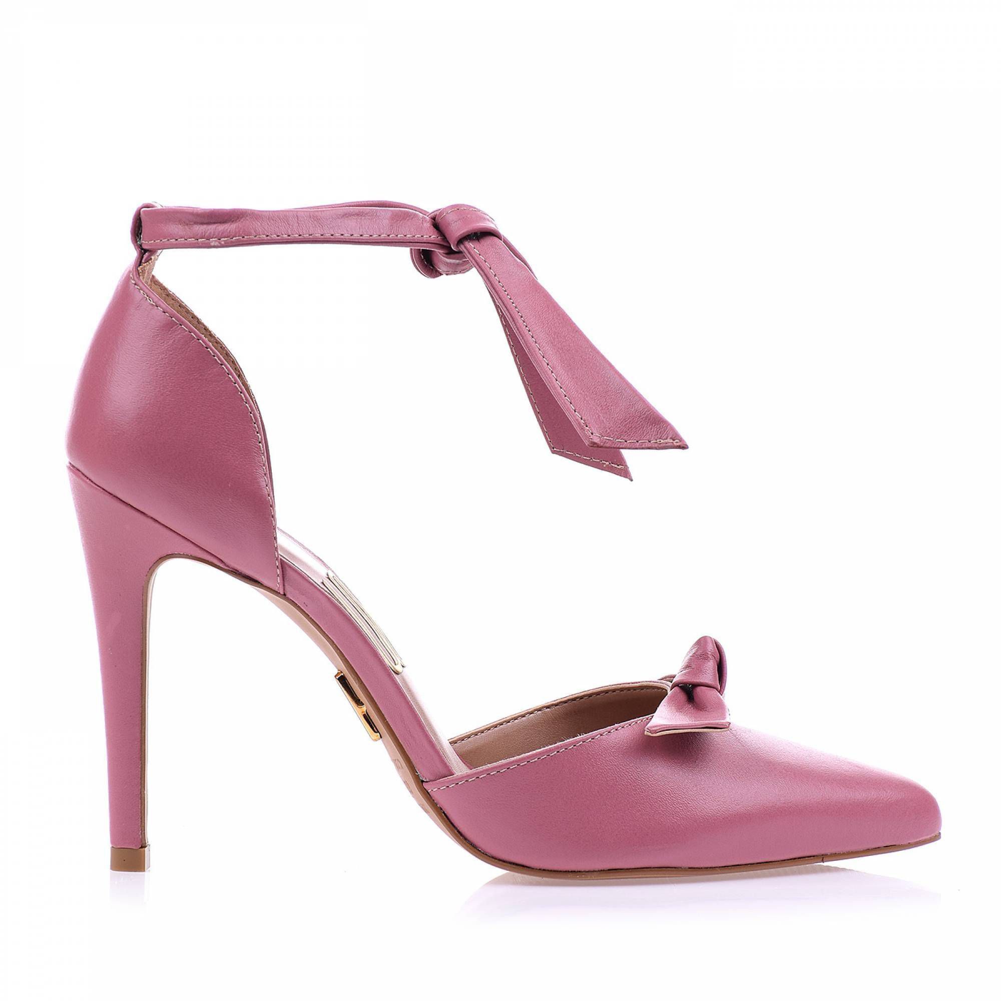Scarpin Salto Alto Veneto Couro Old Rose