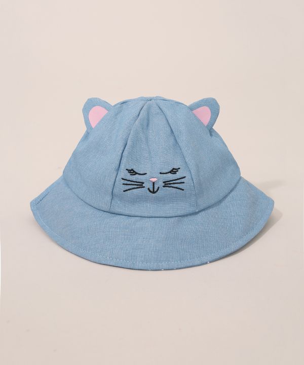 Chapéu Bucket Hat Infantil Gatinho com Orelhas Azul P