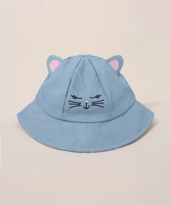 Chapéu Bucket Hat Infantil Gatinho com Orelhas Azul PP