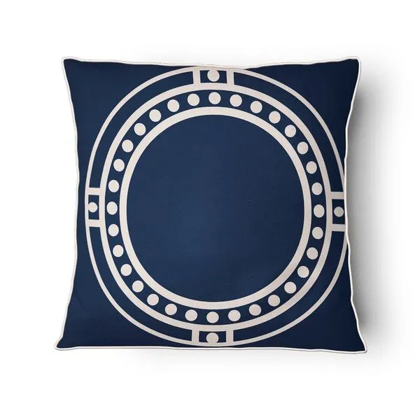 Capa Almofada Elegance Cordonê Lino Azul Círculo Central 43x43cm 4195106 - Tuti Gottô