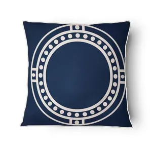 Capa Almofada Elegance Cordonê Lino Azul Círculo Central 43x43cm 4195106 - Tuti Gottô