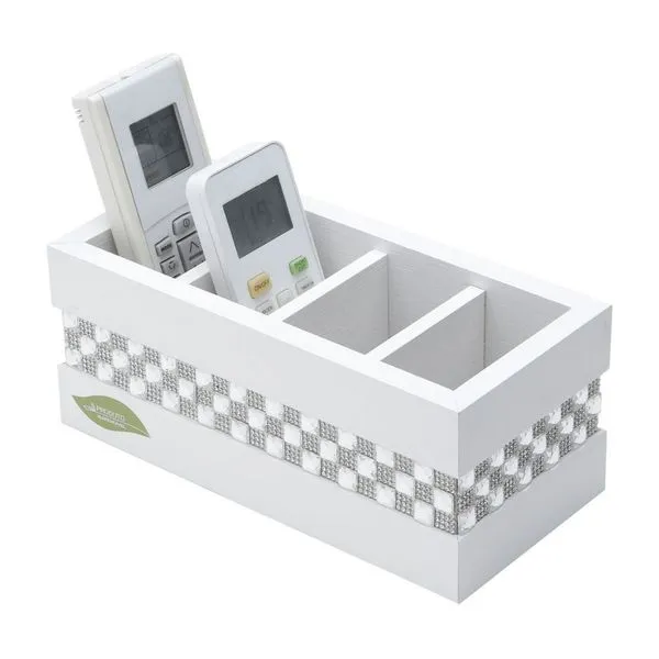 Porta Controles De Mesa Em Mdf E Pedrarias Preto