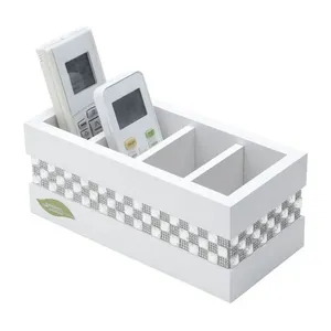Porta Controles De Mesa Em Mdf E Pedrarias Preto