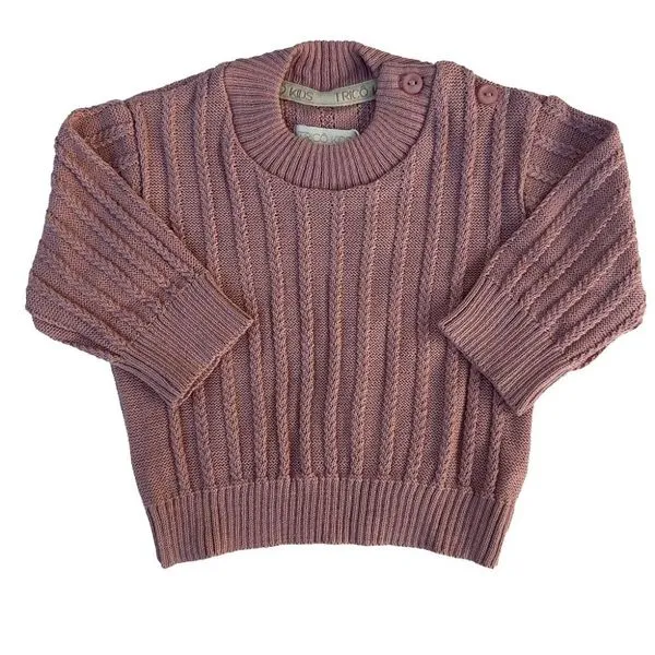 Blusa de Tricô Alice Trançada Rosa Antigo M