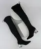 Bota Feminina Oneself Over The Knee em Suede Salto Baixo em Acrílico Preta 36
