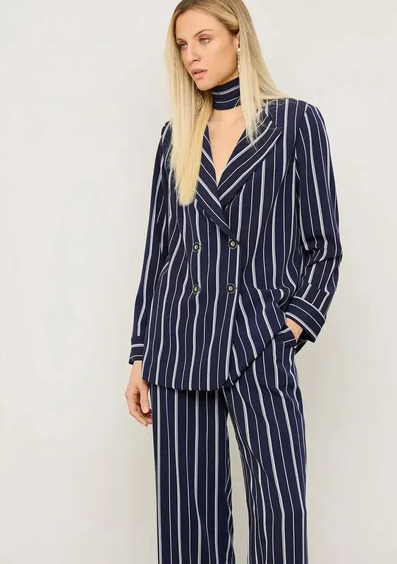 Blazer Iódice Solto Manga Longa Padrão Azul P