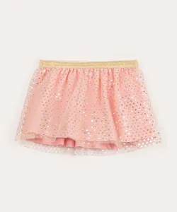 saia infantil de tule poá rosa 3-6