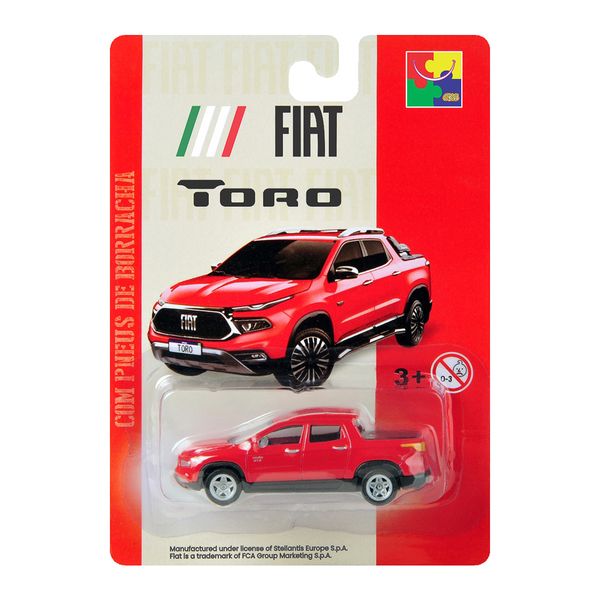 Carro Miniatura CKS Fiat Toro Vermelha Pneus de Borracha