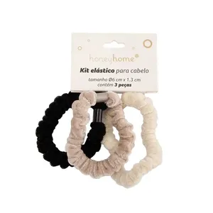 Kit 3 Elásticos para Cabelo Poliéster 6x6x1,3cm LM4225 - honeyhome