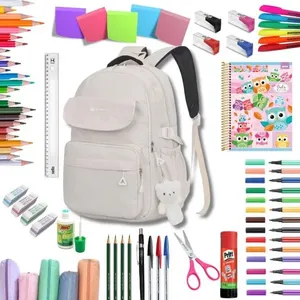 Kit Material Escolar Feminino Juvenil Ensino Médio Completo OEM com Mochila Estojo e Caderno Bege Kit Material Escolar Feminino Juvenil Completo OEM com Mochila Estojo e Caderno Bege