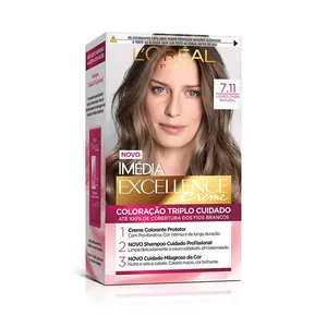 Coloração Permanente Imedia Excellence 7.11 Louro Cinza Natural Tinta de Cabelo Imedia Excellence 7.11 Louro Cinza Natural