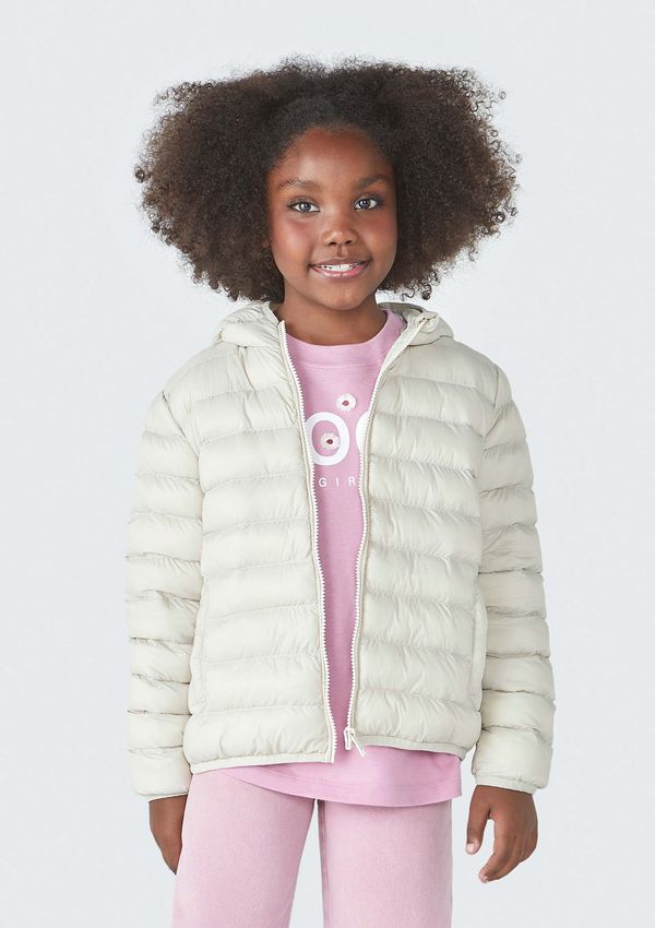 Jaqueta Puffer Infantil Unissex Com Capuz - Bege 014