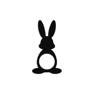 Porta Guardanapo Coelho Frente Kit 4 Peças 5,5cmx10cm- Cria Arte Laser Preto