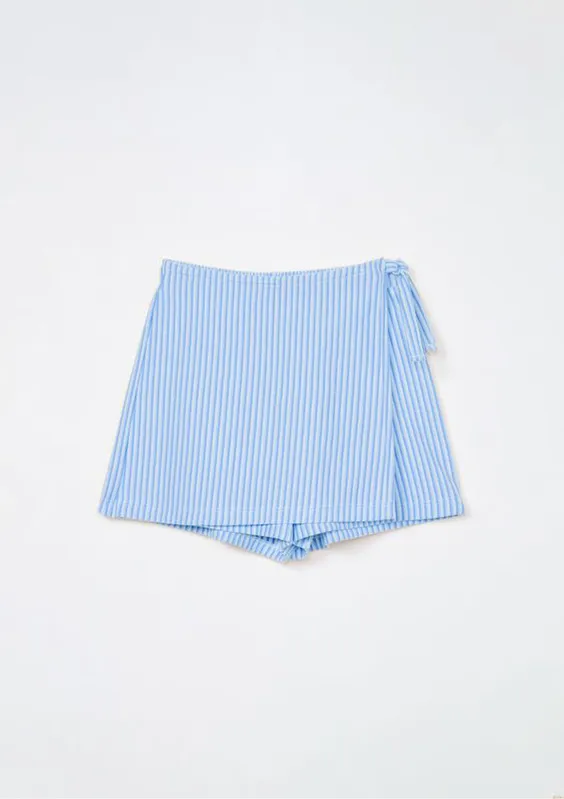 Shorts Saia Transpassada Infantil Menina - Azul 012