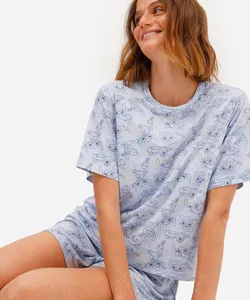 pijama short doll feminino stitch azul PP