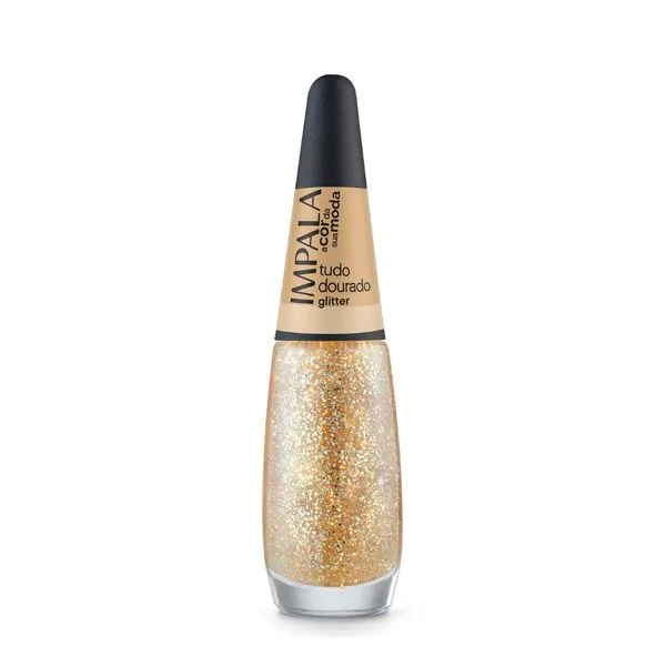 Esmalte Impala Glitter A Cor Da Sua Moda Tudo Dourado 8ml