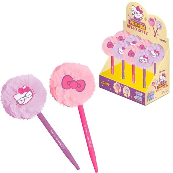 CANETA CORPO METAL POMPOM HELLO KITTY - UNIDADE - LEOARTE
