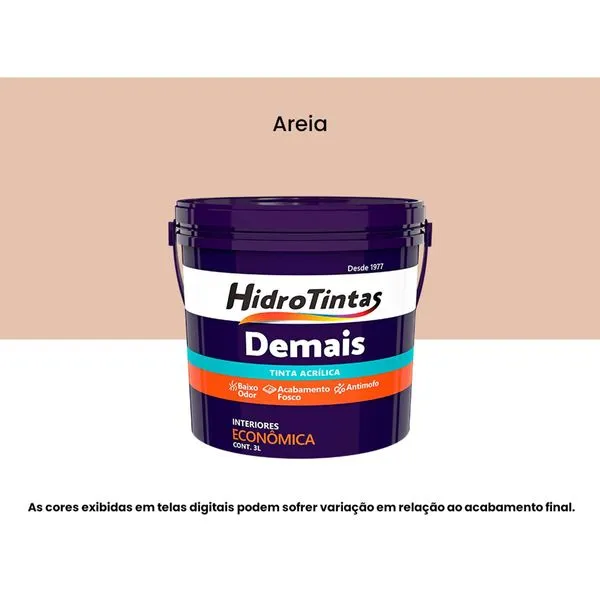 Tinta Acrílica Econômica Hidrotintas Fosca 3L Demais Areia (MP)