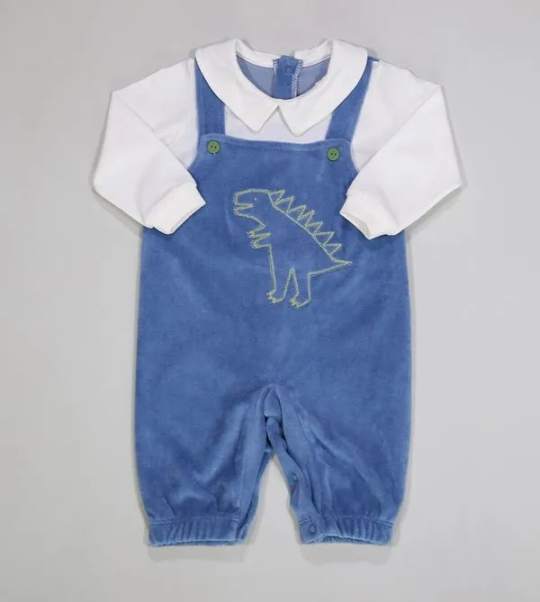 Jardineira Plush Dino - DR06 Azul - M