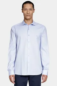 Camisa Slim Algodão Tricoline Manga Longa Azul Claro - M