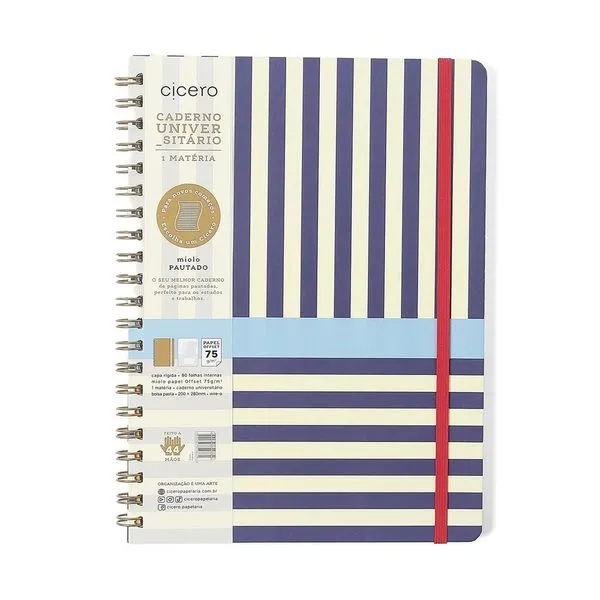Caderno Universitário 1x1 80 Folhas Capa Dura Praia Barraca