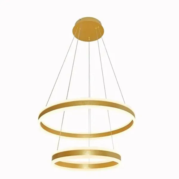 Pendente Dcd03002 com 2 Anéis 40-60CM 126W 3000K Luz Direta e Indireta Dourado Casa Chafariz Pendente Dcd03002 2 Anéis 40-60CM 126W 3000K Luz Direta e Indireta Dourado Casa Chafariz
