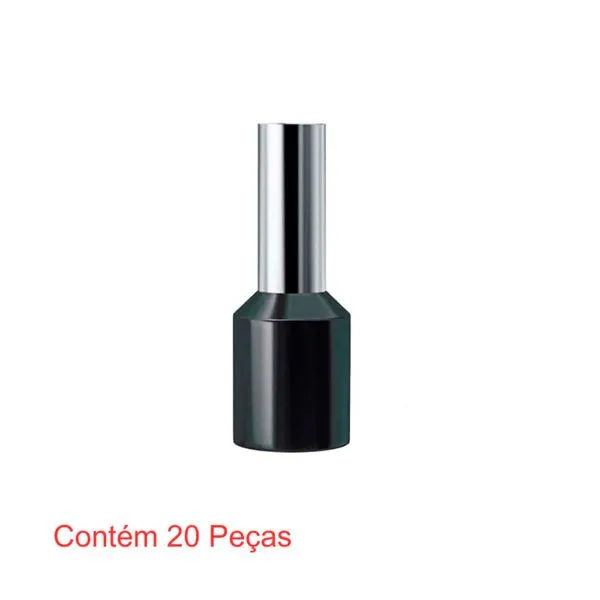 Terminal Pré-Isolado Tubolar Simples Para Fios e Cabos de 1,5mm² Preto 20 Peças - Sforplast (MP)