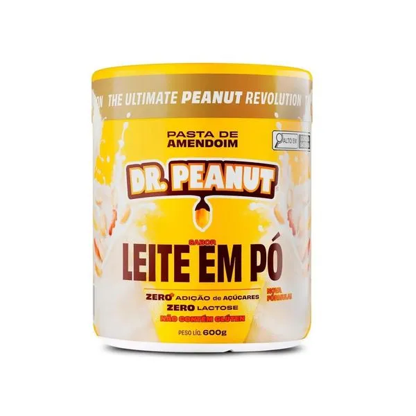 Pasta De Amendoim Dr Peanut Leite Em Pó Com Whey Protein 600g PASTA AMENDOIM DR PEANUT 600G LEITE EM P
