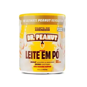 Pasta De Amendoim Dr Peanut Leite Em Pó Com Whey Protein 600g PASTA AMENDOIM DR PEANUT 600G LEITE EM P