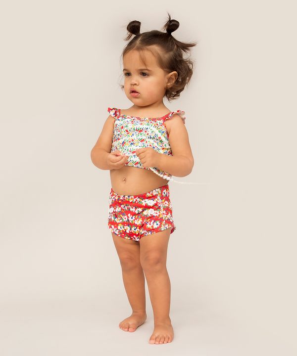 biquíni infantil estampado floral lulu novis com proteção uv50+ multicor 4