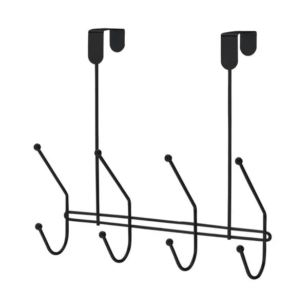 Suporte Arthi para Porta Black com 4 Ganchos Duplos UNICA