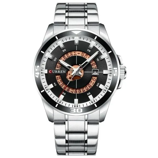 Relógio de Pulso Masculino Quartzo Calendário Cronometragem Pulseira de Aço Inox Cinza Curren Relógio de Pulso Masculino Quartzo Calendário Pulseira de Aço Inox Cinza Curren