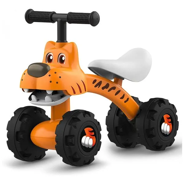 Bicicleta sem Pedal Infantil Tigre com 4 Rodas para Crianças de 1 a 4 Anos, YGJT, Laranja 110v