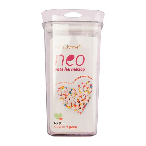 Pote Hermético 670ml Neo Canelado Plástico PET 8,5x8,5x16,5cm LM4080 - honeyhome