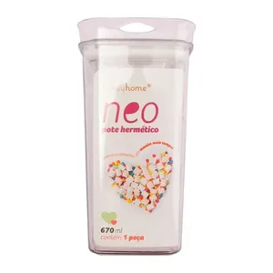Pote Hermético 670ml Neo Canelado Plástico PET 8,5x8,5x16,5cm LM4080 - honeyhome