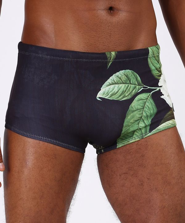 Sunga Masculina Tradicional com Flor Azul Marinho M