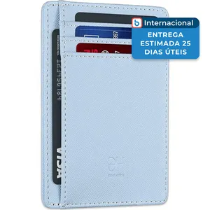 Porta-Cartão Gold House Fino Bloqueio RFID Couro Azul A-MBI
