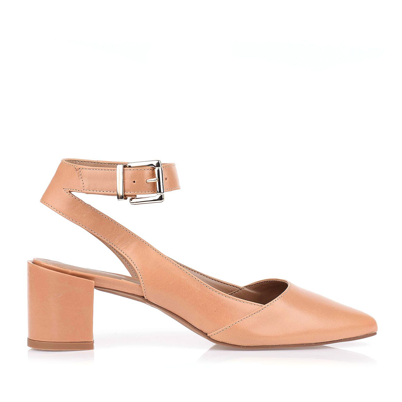 Slingback Salto Médio Veneto Couro Tan