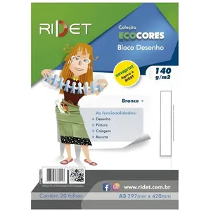 Bloco de Desenho 10026 para Técnicas Secas 140 GRAMAS em Papel A3 297X420MM com 20 Folhas Branco Bloco de Desenho 10026 140 GRAMAS A3 297X420MM com 20 Folhas para Técnicas Secas Branco
